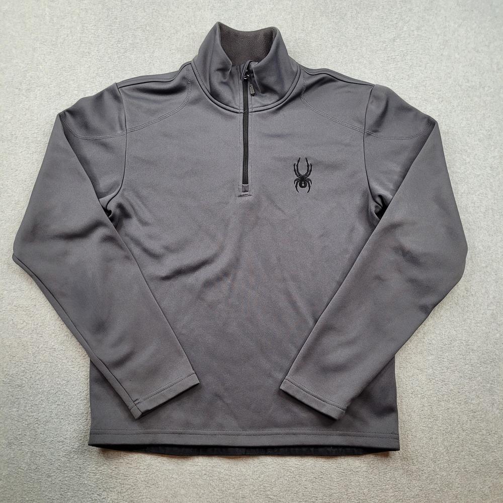 Spyder Quarter Zip Pullover Mens Small Gray Fleece Lined Long Sleeve Performance